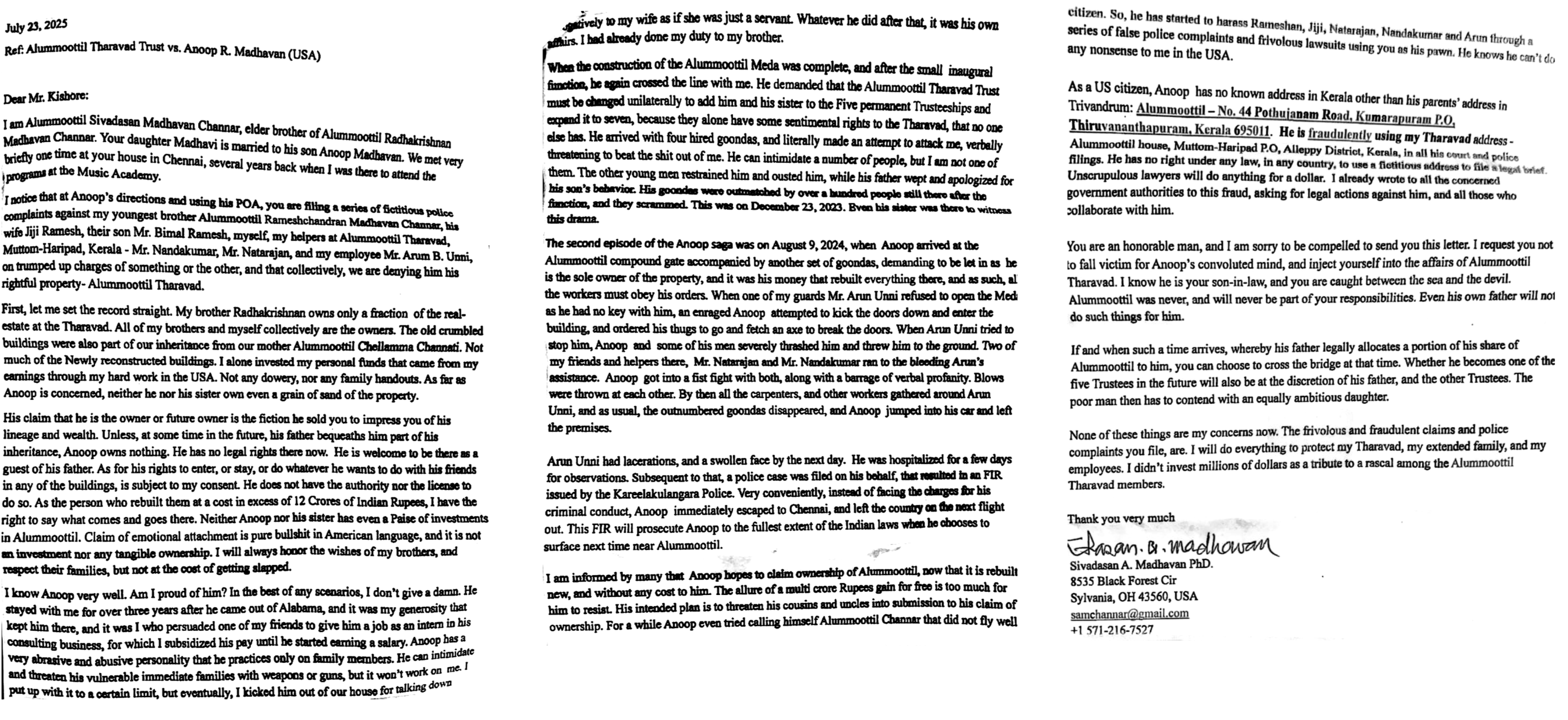 Sivadasan is at his defamation again